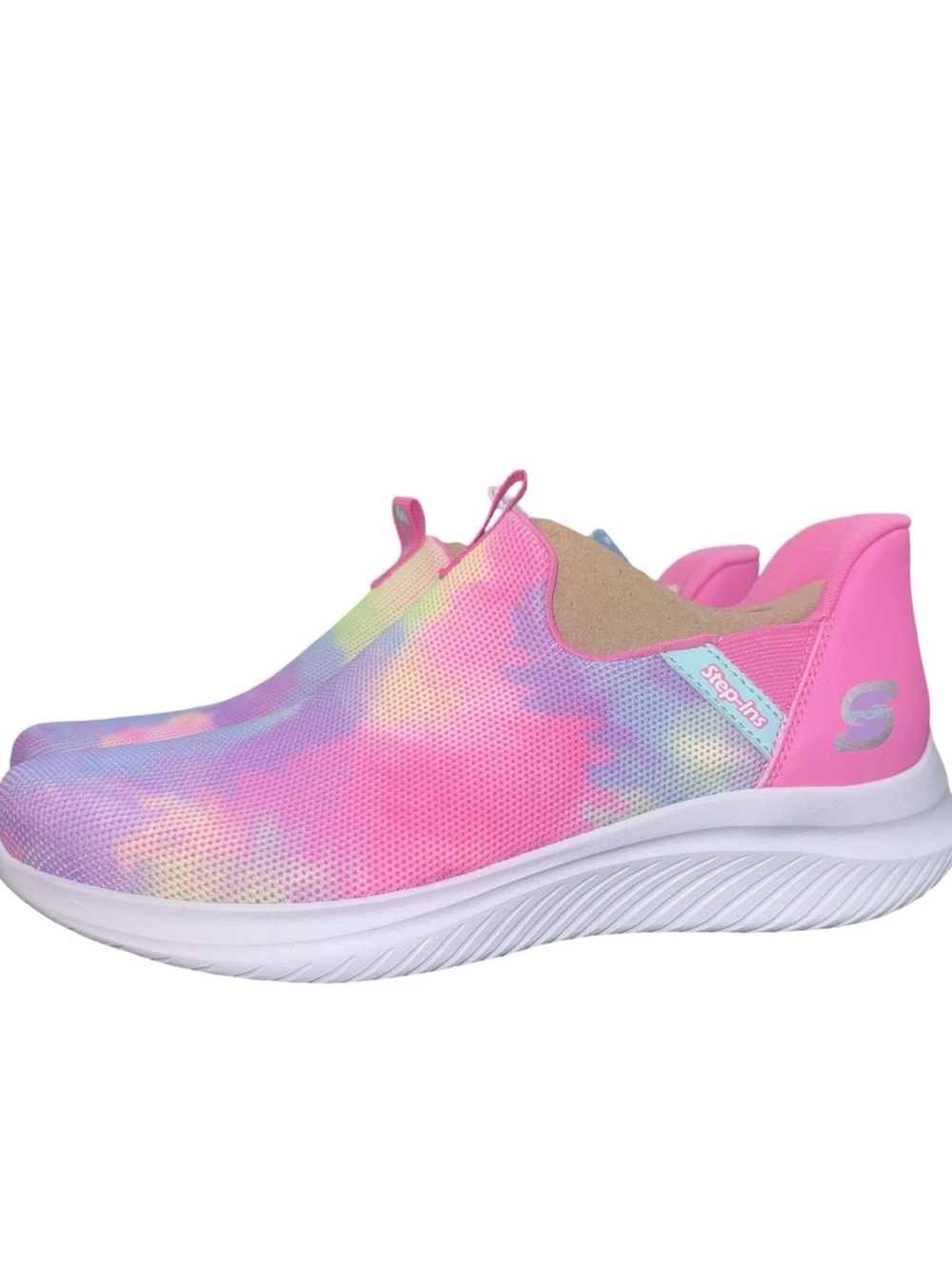 Skechers Pastel Tie-Dye Slip-On Sneakers in Pink, Mint & Lavender - Picture 2 of 8